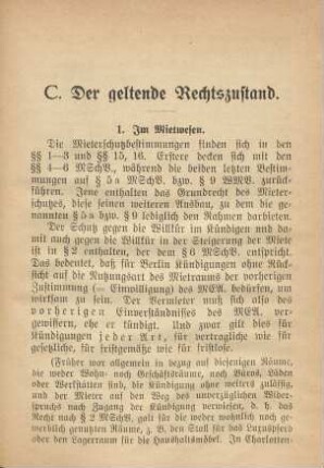C. Der geltende Rechtszustand