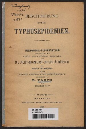 Beschreibung zweier Typhusepidemien