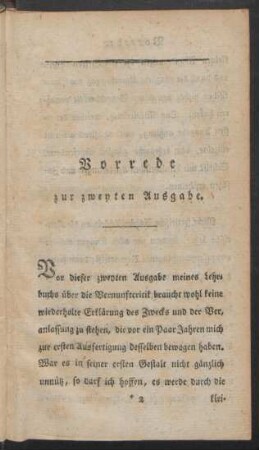 Vorrede zur zweyten Ausgabe