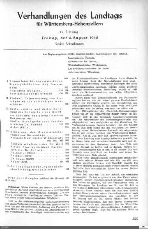 37. Sitzung, Bebenhausen, 6.8.1948