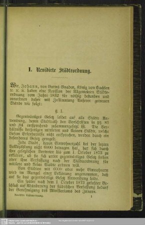 I. Revidirte Städteordnung