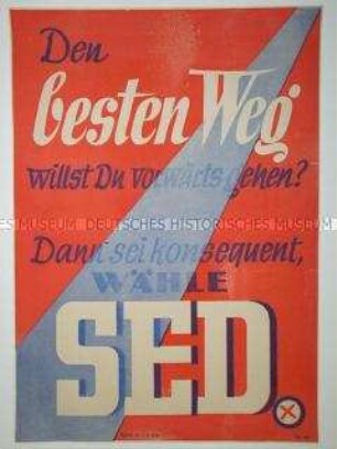 Maueranschlag mit Wahlpropaganda der SED