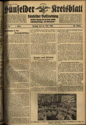 Erste Ausgabe vom Freitag, den 24. Juli 1936.