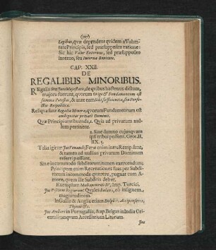 Cap. XXII. De Regalibus Minoribus.