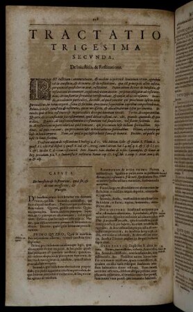 Tractatio Trigesima Secunda, De Iniustitia, & Restitutione.