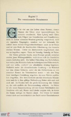 Kapitel I: Die venezianische Renaissance