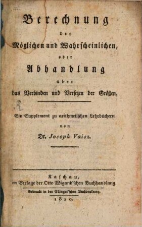 Berechnung des Möglichen und Wahrscheinlichen