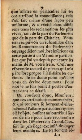 Lettre de Monsieur de ... à Monsieur de ..., sur les entreprises du Grand-Conseil