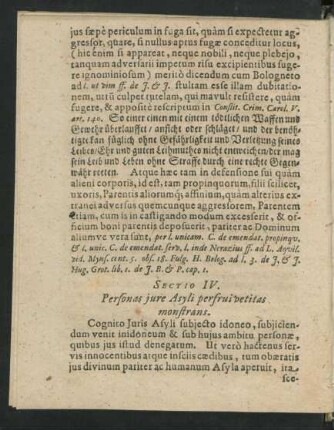 Sectio IV. Personas iure Asyli perfruivetitas monstrans.