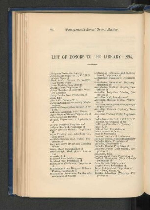 List of Donors to Library, 1984.
