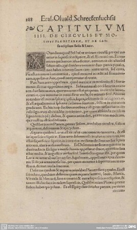 CAPITULUM IIII. DE CIRCULIS ET MOTIBUS PLANETARUM, ET DE CAUsis eclipsium Solis & Lunae.