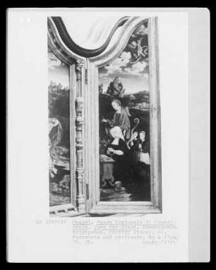 Triptychon mit der Kreuzigung Christi, Stiftern und Heiligen — Heilige Margarete und Stifterin