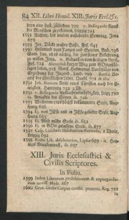 XIII. Juris Ecclesiastici & Civilis Scriptores