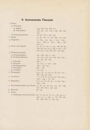 227-228, E. Systematische Übersicht