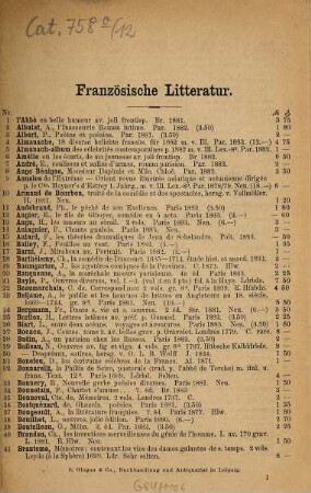 Catalog ... des Antiquarischen Bücherlagers S. Glogau & Co.. 12. 1884