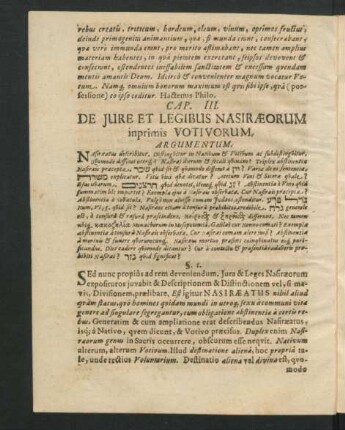Cap. III. De Iure Et Legibus Nasiraeorum inprimis Votivorum.