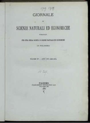 15: Giornale di scienze naturali ed economiche