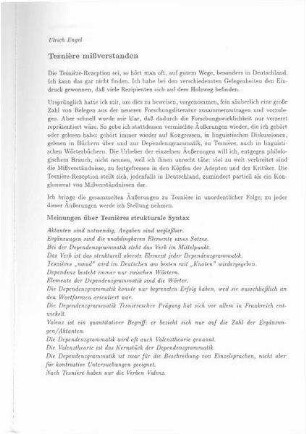 Tesnière missverstanden