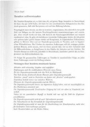 Tesnière missverstanden