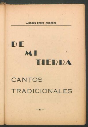 De mi tierra : Cantos tradicionales