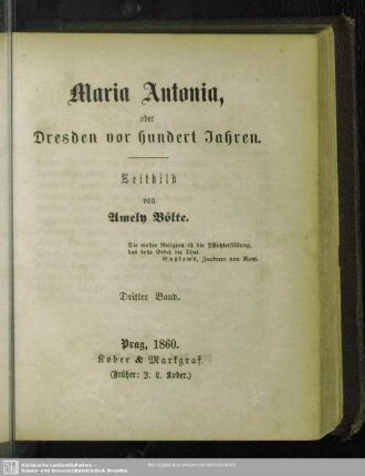 3: Maria Antonia, oder Dresden vor 100 Jahren : Zeitbild