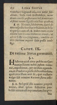 Caput. IX. De ratione Status germanici.