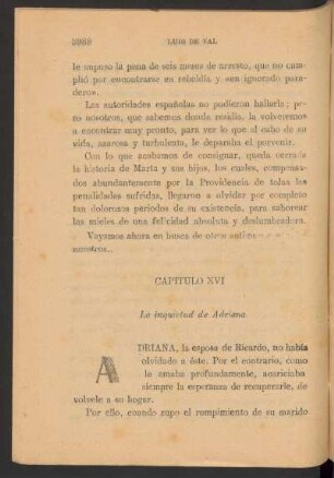 Capítulo XVI - La inquietud de Adriana