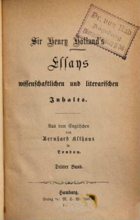 Essays wissenschaftlichen und literarischen Inhalts, 3