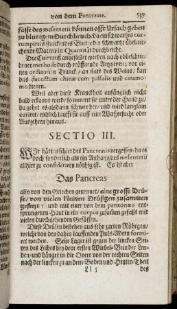 Sectio III. [Das Pancreas]