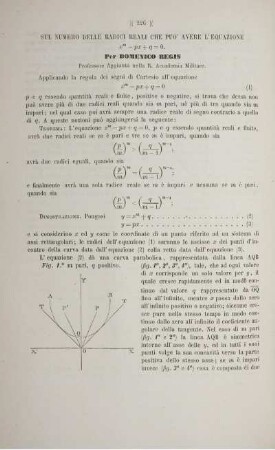 Sul numero delle radici reali che puo' avere l'equazione ... .