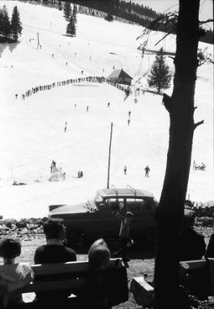 Oberried: Wintersportplatz Stollenbacher Hütte; am Wald auf Hang mit Skilift; oberhalb Zastlertal