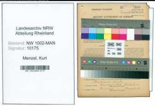 Entnazifizierung Kurt Menzel , geb. 22.10.1902 (Verw.Angest.)