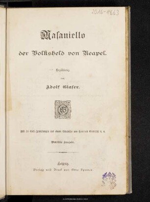 Masaniello, der Volksheld von Neapel : Erzählung