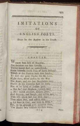 Imitations of English Poets. Done by the Author in his Youth