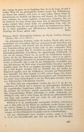 483-486 [Rezension] Büchel, Wolfgang, Philosophische Probleme der Physik