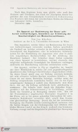 17: Ein Apparat zur Bestimmung der Dauer sehr kurzer Lichtwirkungen, besonders zur Ermittlung der Geschwindigkeit von Momentverschlüssen