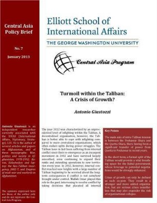 Turmoil within the Taliban : a crisis of growth?