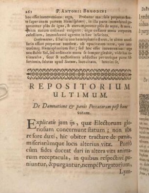 Repositorium Ultimum. De Dammatione & panis Peccatorum post hanc vitam.