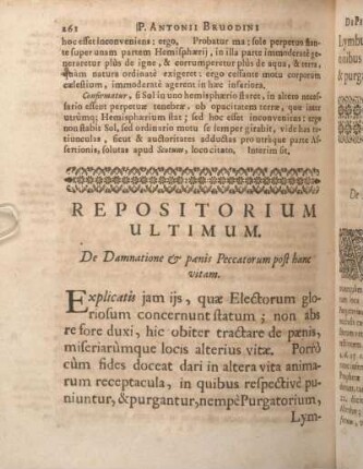 Repositorium Ultimum. De Dammatione & panis Peccatorum post hanc vitam.