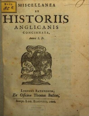 Miscellanea ex historiis anglicanis