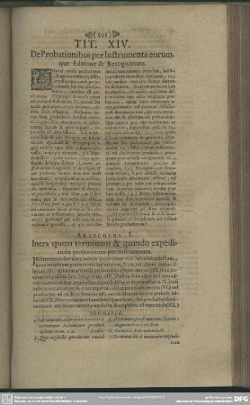 Tit. XIV. De Probationibus per Instrumenta eorumque Editione & Recognitione