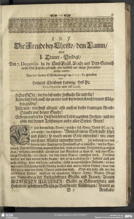 Die I. Trauer-Predigt