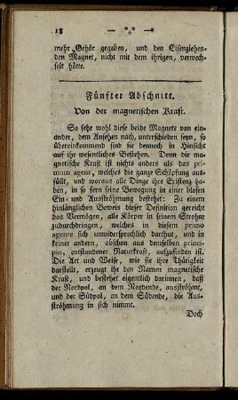Fünfter Abschnitt. Von der magnetischen Kraft.