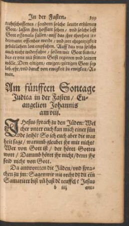 Am fünfften Sontage Iudica in der Fasten.