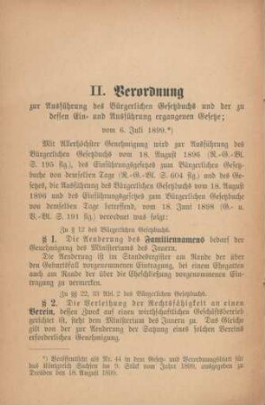 II. Ausführungs-Verordnung vom 6. Juli 1899.