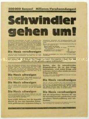 Flugschrift der SPD gegen die NSDAP betreffend die Reichsbeamtengehälter