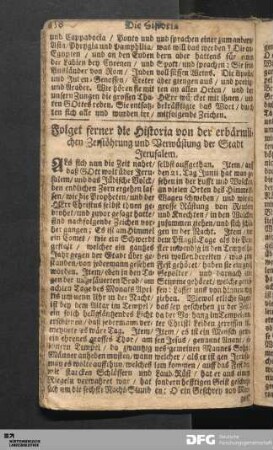 Die Historia von der Zerstöhrung Jerusalem.