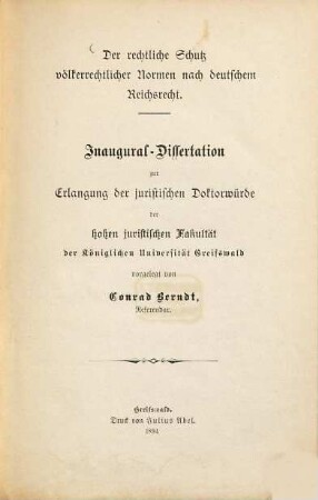 Der rechtliche Schutz völkerrechtlicher Normen nach deutschem Reichsrecht