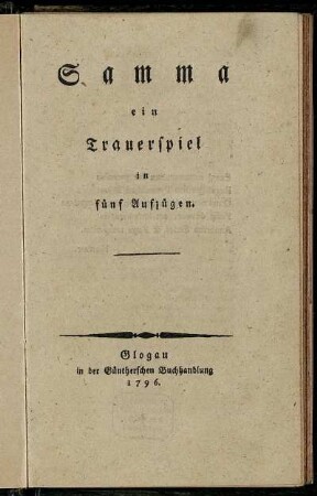 Samma : ein Trauerspiel in fünf Aufzügen