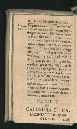 Caput I. De Calumnia Et Calumniatoribus In Genere